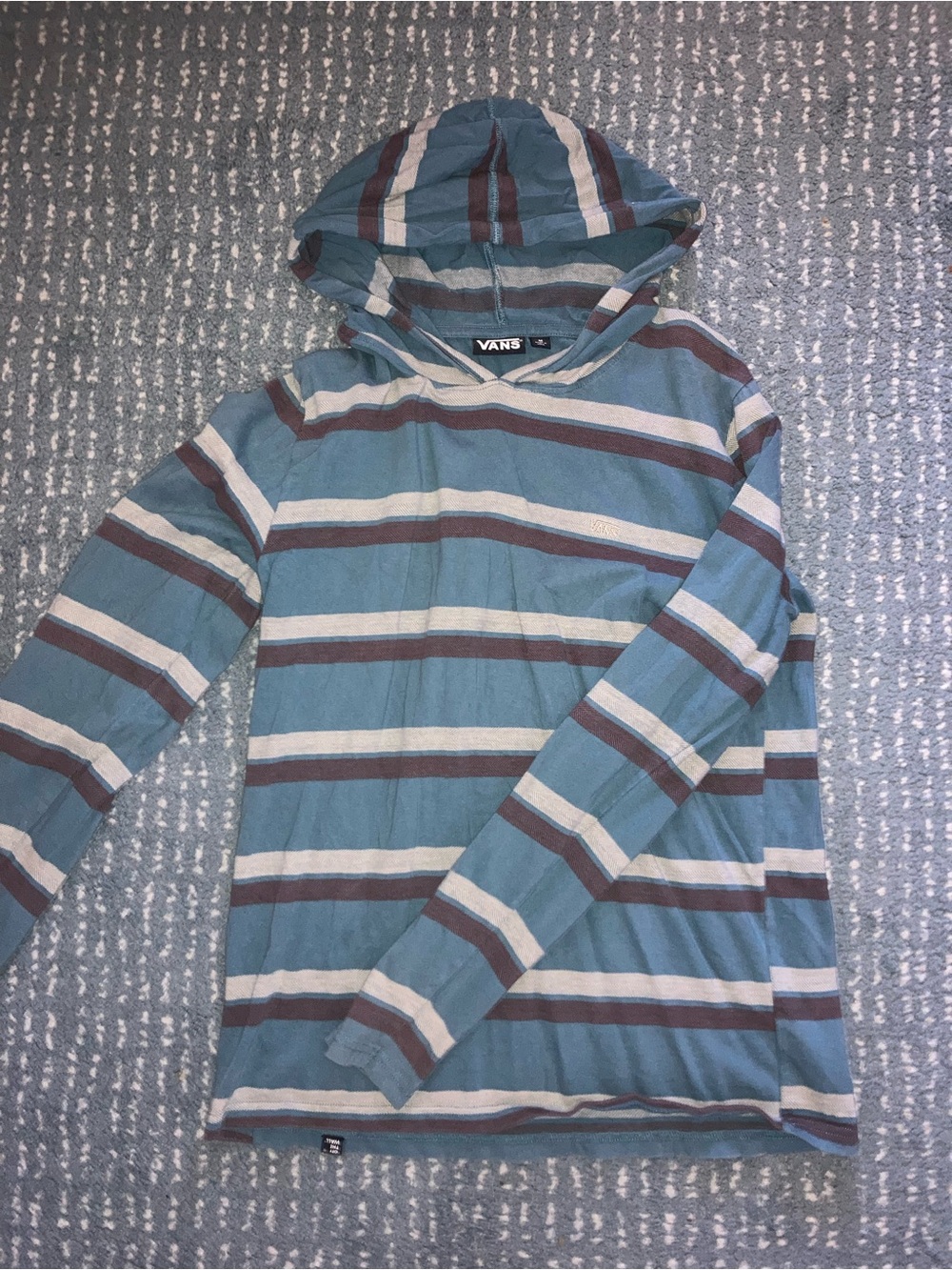 Vans Striped Crewneck Hoodie in Teal, Cream & Brown